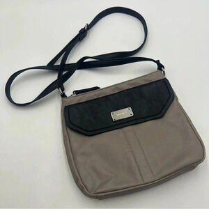 NINE WEST Taupe & Black‎ Crossbody Handbag Shoulder Bag Adjustable Strap …